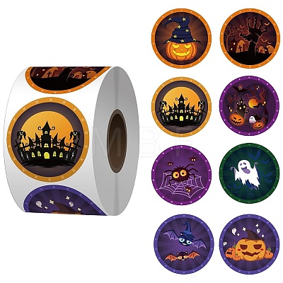 500Pcs Halloween Round Stickers AJEW-S089-02-1