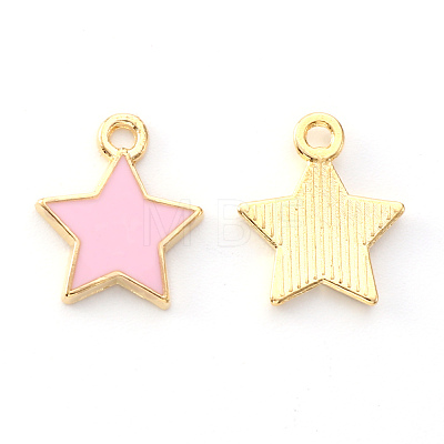 Light Gold Plated Alloy Enamel Pendants ENAM-R136-21B-1