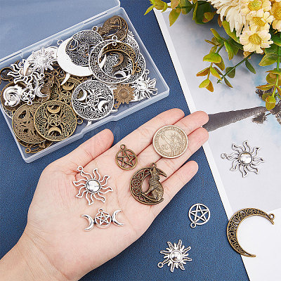 72Pcs 18 Style Tibetan Style Alloy Pendants TIBEP-SC0002-23-1