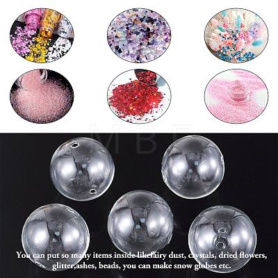 Handmade Two Holes Blown Glass Globe Beads BLOW-TA0001-02B-1