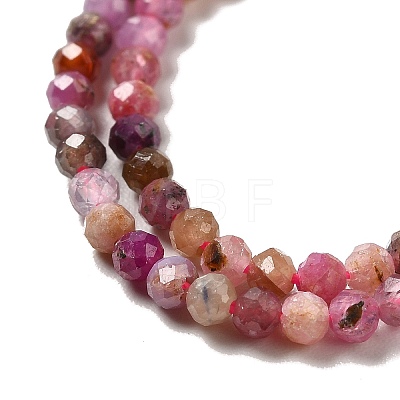 Natural Red Corundum/Ruby and Sapphire Beads Strands G-I341-10A-1