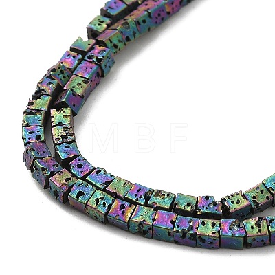 Electroplated Natural Lava Rock Beads Strands G-Q1009-B01-02H-1