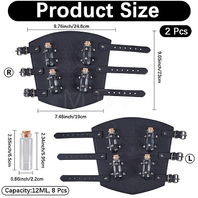 1 Pair Adjustable PU Leather Cord Bracelet with Glass Bottles AJEW-CL0002-53B-1