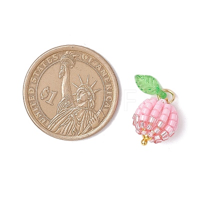 Glass Seed Beaded Berry Fruit Pendants PALLOY-MZ00729-02-1