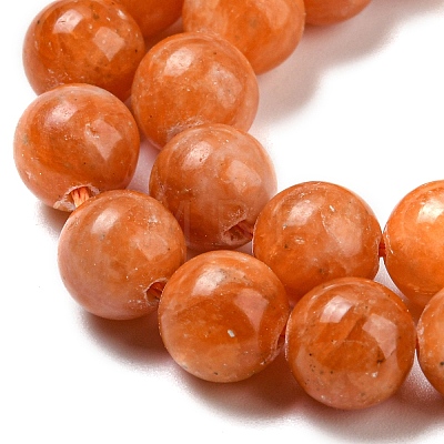 Natural Orange Calcite Dyed Beads Strands G-P503-8MM-11-1