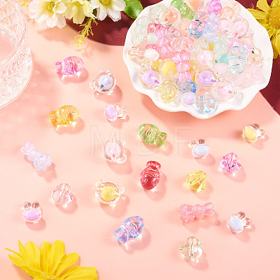 100Pcs 5 Styles Animals Transparent Acrylic Beads OACR-TA0005-02-1