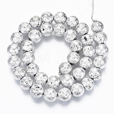Electroplated Natural Lava Rock Beads Strands G-S352-30D-06-1