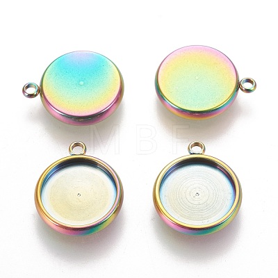 Ion Plating(IP) 304 Stainless Steel Pendant Cabochon Settings STAS-K202-03E-M-1