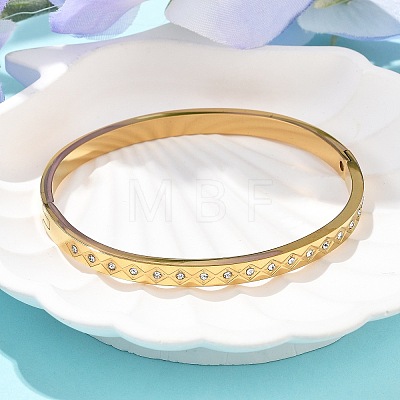 304 Stainless Steel Rhinestone Bangles for Women BJEW-Z092-13G-1