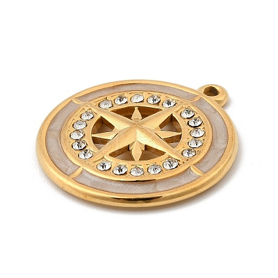 304 Stainless Steel with Crystal Rhinestone Enamel Pendants STAS-G358-21G-1