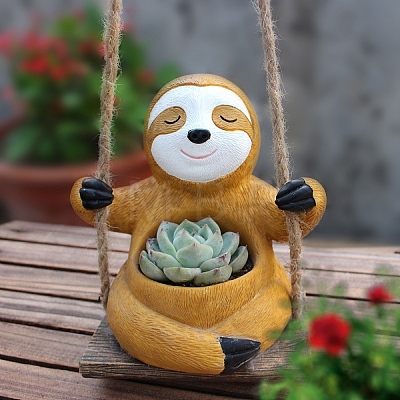 Swinging Sloth Hanging Resin Planter Pot PW-WG4AD0F-01-1