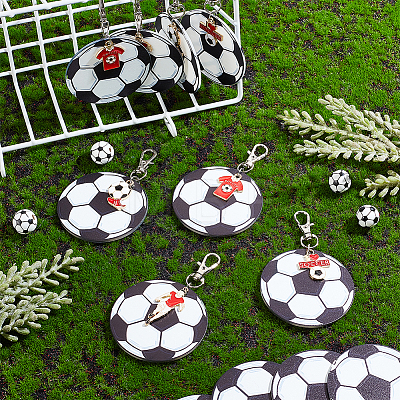 Football Theme Printed Acrylic & Alloy Enamel Pendant Keychain KEYC-AB00046-1