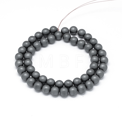 Frosted Non-magnetic Synthetic Hematite Round Bead Strands X-G-J344-8mm-1