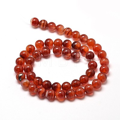 Natural Carnelian Round Bead Strands G-P072-14-8mm-1
