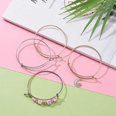 10Pcs 5 Color Adjustable Ion Plating(IP) 304 Stainless Steel Expandable Bangle Making BJEW-LS0001-01-1