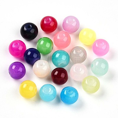 Baking Paint Imitation Jade Glass Beads X1-DGLA-Q021-8mm-M-1