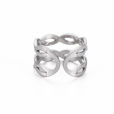 304 Stainless Steel Infinity Cuff Ring RJEW-N038-040P-1