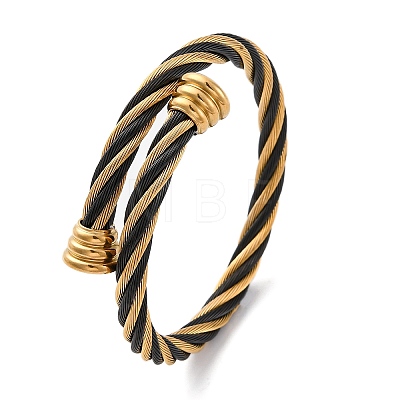 304 Stainless Steel Torque Bangles for Women BJEW-P310-24MC02-1