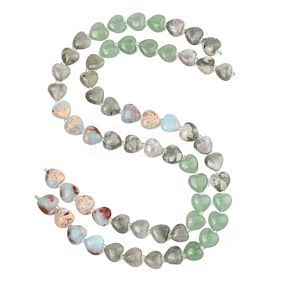 Gradient Color Synthetic Shoushan Stone & Natural Peace Jade & Green Aventurine & Labradorite Beads Strands G-B185-A05-1