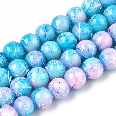 Drawbench Glass Round Beads GLAD-WH0001-01-18-1