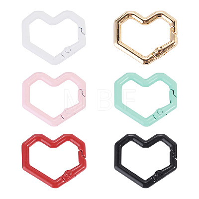 6Pcs Heart Alloy Spring Gate Rings FIND-TA0011-14C-1