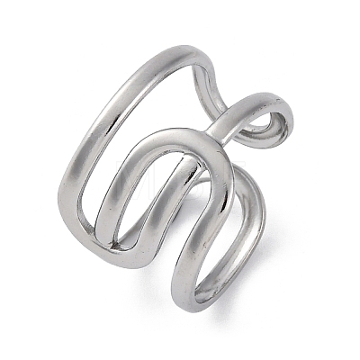 304 Stainless Steel Open Cuff Rings for Women RJEW-F174-03P-1