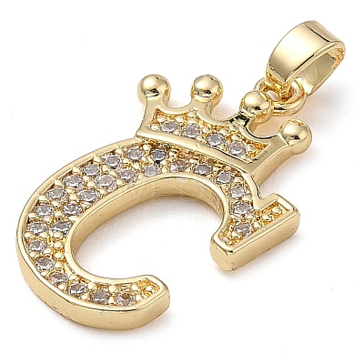 Rack Plating Brass Micro Pave Cubic Zirconia Pendants KK-D535-01C-RS-1