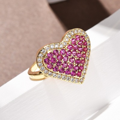 Brass Micro Pave Cubic Zirconia Cuff Open Rings RJEW-F204-07B-G03-1