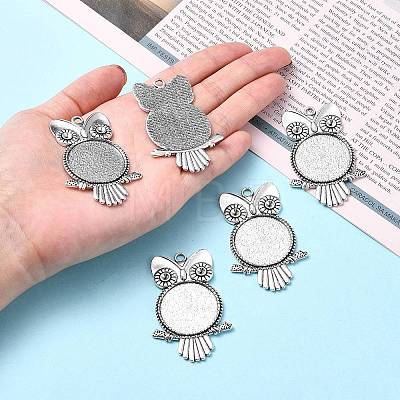 Tibetan Style Alloy Pendant Rhinestone Cabochon Settings X-TIBEP-4494-AS-FF-1
