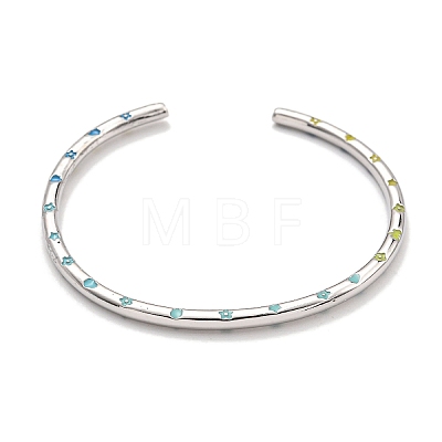 Brass Enamel Cuff Bangles for Women BJEW-G703-08A-P-1