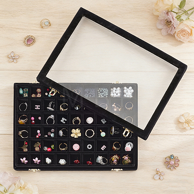 MDF Covered with Velvet Jewelry Grid Display Cases for Earrings Rings AJEW-WH0643-094A-1