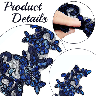 2Pairs Leaves Polyester Embroidery Ornaments Accessories DIY-GF0014-46D-1