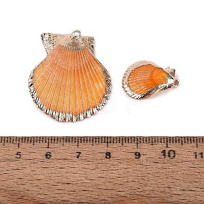Electroplated Golden Brass Trim Natural Sea Shell Pendants SSHEL-N042-31-1