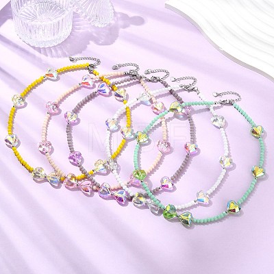 Glass Beaded Necklaces for Women NJEW-JN06081-1