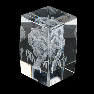 3D Laser Engraving Animal Glass Figurine DJEW-R013-01E-1