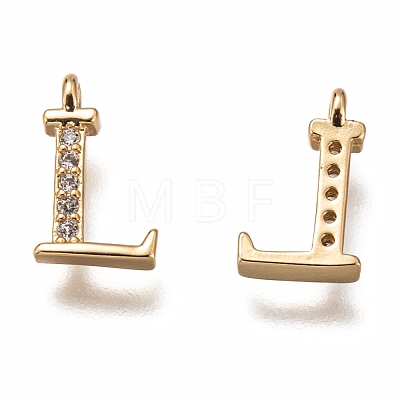 Brass Micro Pave Clear Cubic Zirconia Charms ZIRC-B002-39G-L-1