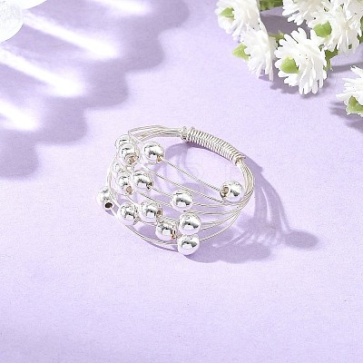 Round Copper Wire with Electroplate Non-magnetic Synthetic Hematite Finger Rings RJEW-JR01096-1