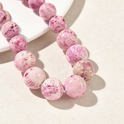 Dyed Natural Fossil Graduated Round Beaded Necklaces NJEW-F368-03P-1