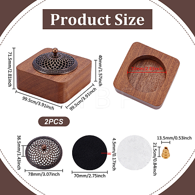 Square Wood Incense Burners AJEW-WH0696-503-1