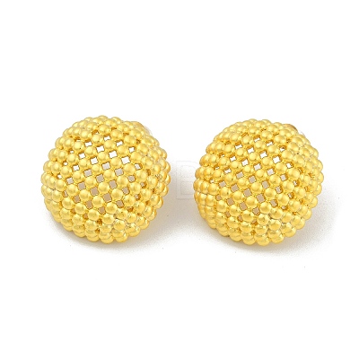 Hollow Half Round Brass Stud Earrings EJEW-Q391-21G-01-1