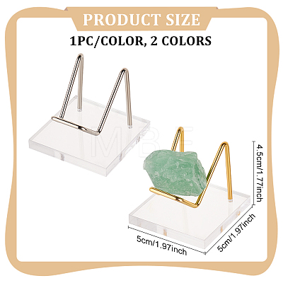 2Pcs 2 Colors Square Transparent Acrylic Mineral Crystal Display Stands ODIS-FG0001-60A-1