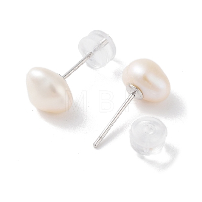 Natural Pearl Stud Earrings for Women EJEW-C082-11A-P-1