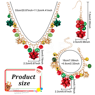 Christmas Star & Bell Alloy Pendant Necklaces & Charm Bracelets & Dangle Earrings SJEW-AN0001-15-1