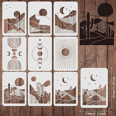 Plastic Reusable Drawing Painting Stencils Templates Sets DIY-WH0172-451-1