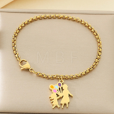 Mother's Day 304 Stainless Steel Enamel Charm Bracelets WG05AE3-05-1