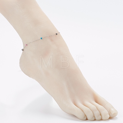 Stainless Steel Satellite Chain Anklets AJEW-AN00423-1