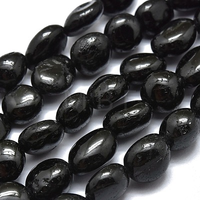 Natural Black Tourmaline Beads Strands G-O186-B-07-1