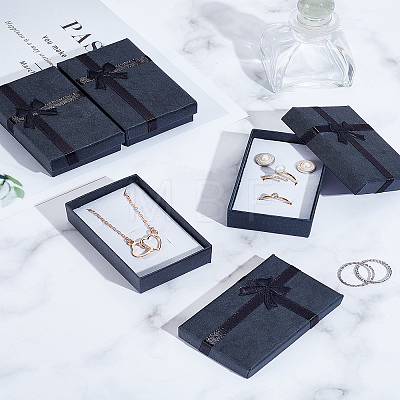 4Pcs Rectangle Paper Jewelry Gift Boxes with Bowknot CON-LP0001-40A-1