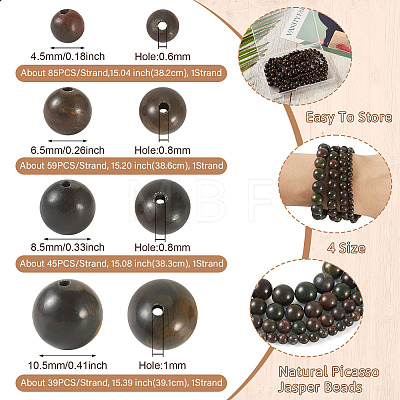 4 Strands 4 Styles Natural Polychrome Jasper & Picasso Stone & Picasso Jasper Bead Strands G-TA0002-16-1