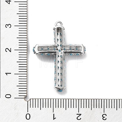 Rack Plating Brass Micro Pave Cubic Zirconia Pendants X-KK-Q786-04P-1